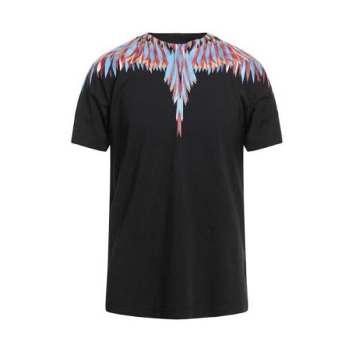 Blå Lines Wings Rund Hals T-Shirt