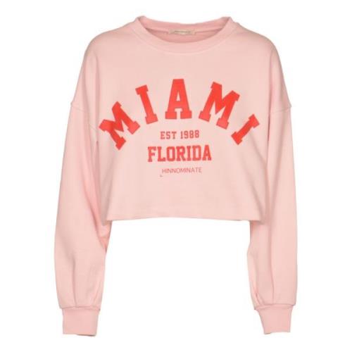 Crop Sweaters med Print og Label