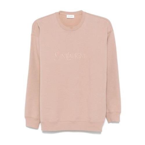 Lyserød Crew Neck Sweater Broderet Logo