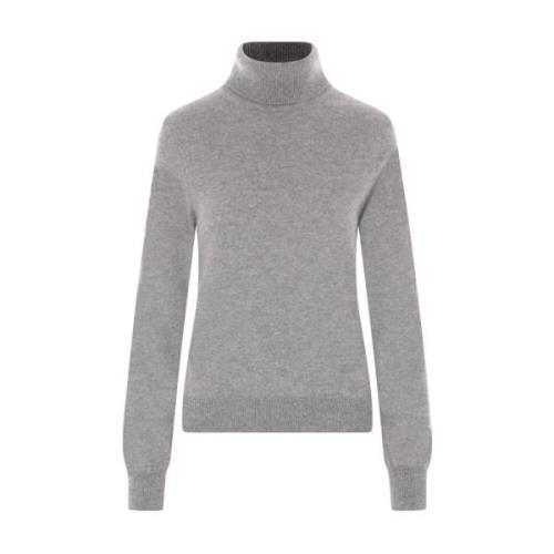 Grå Cashmere Højhalset Sweater