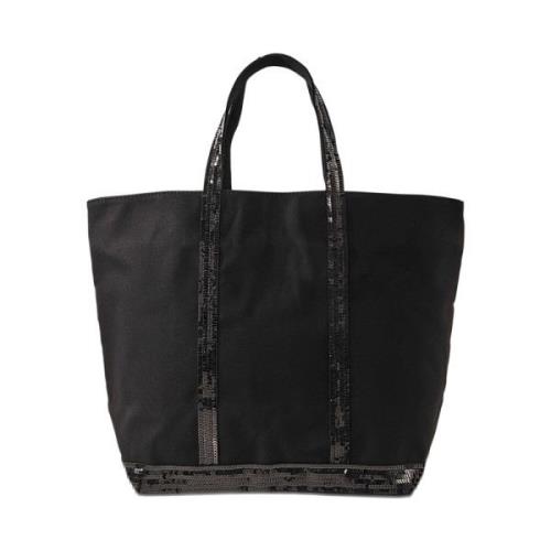 Sort Paillet Canvas Tote Taske