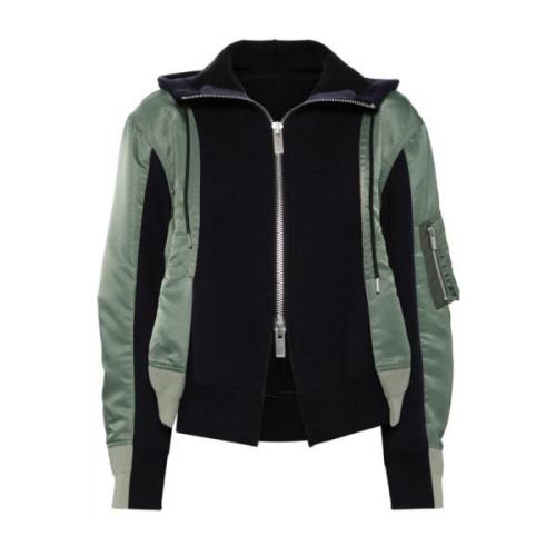 Panel Zip Hoodie Grøn