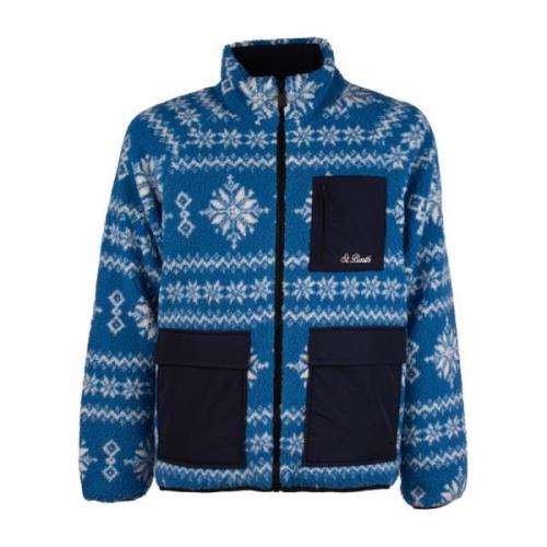 Blå Sherpa Fleece Jakke - S