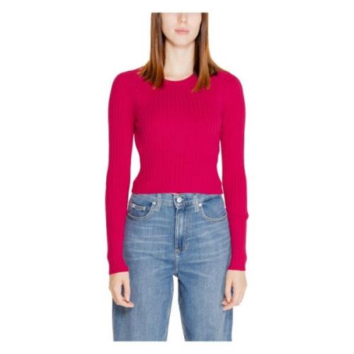 Rib Crop O-Neck Strik Sweater