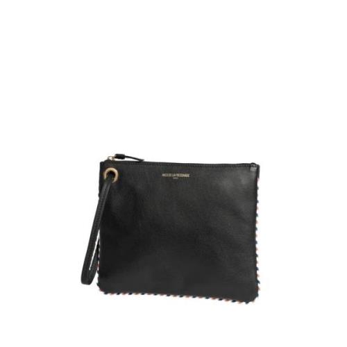 Marcia L sort læder clutch taske