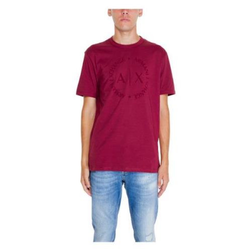 Bordeaux Bomuld T-shirt Rund Halsudskæring