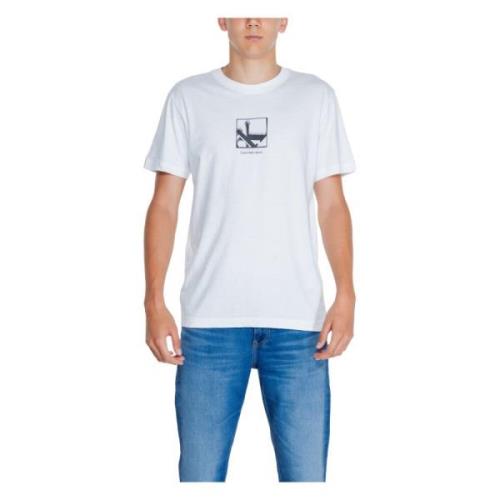 Hvid Rund Hals T-shirt Mænd Efterår/Vinter