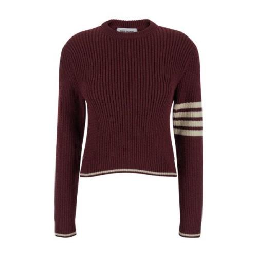 Kabelstrikket Crewneck Sweater Bordeaux