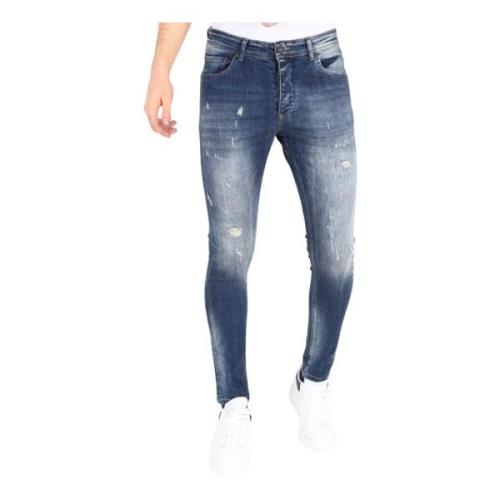 Stonewashed Slim Fit Jeans til mænd med tårer -MM121