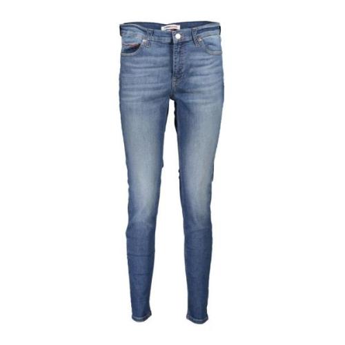 Skinny Vaskede Jeans med Knaplukning