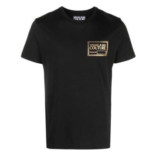 T-shirt med præget logo og rund hals