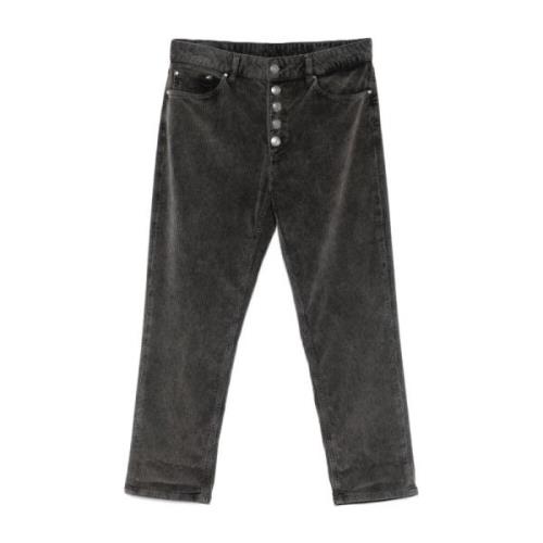 Sort Corduroy Jeans Knappelukning