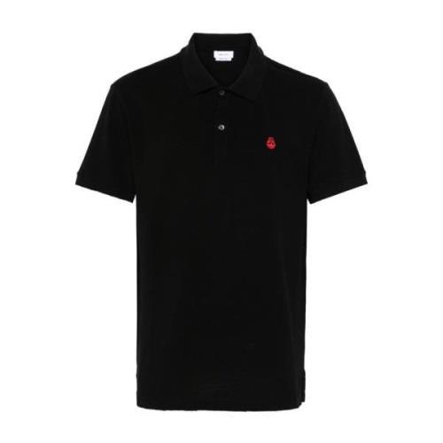 Sort Broderet Skull Polo Skjorte