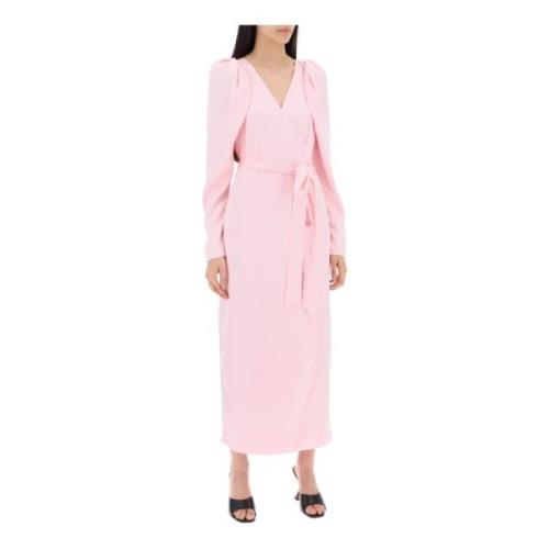 Satin Wrap Midi Kjole med Crossover