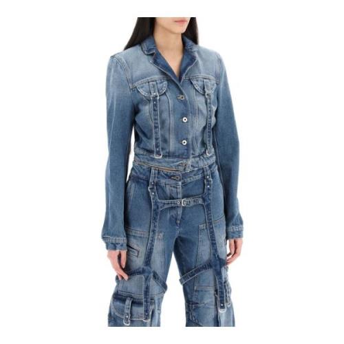 Denimjakke med harnessdetaljer