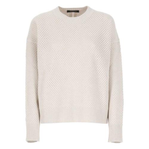 Beige Uld Silke Crewneck Sweater