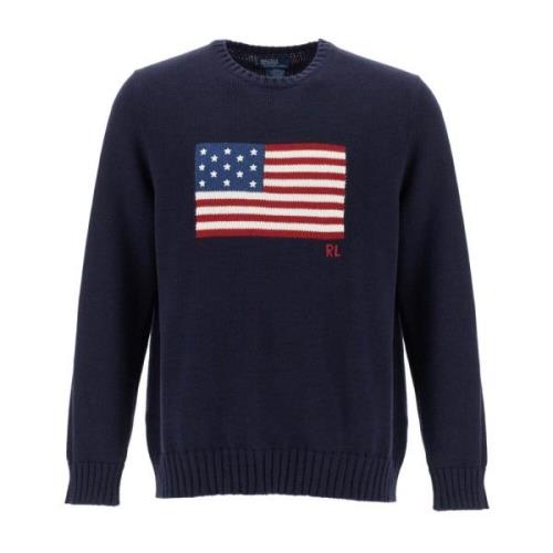 Amerikansk Flag Crewneck Bomuldssweater