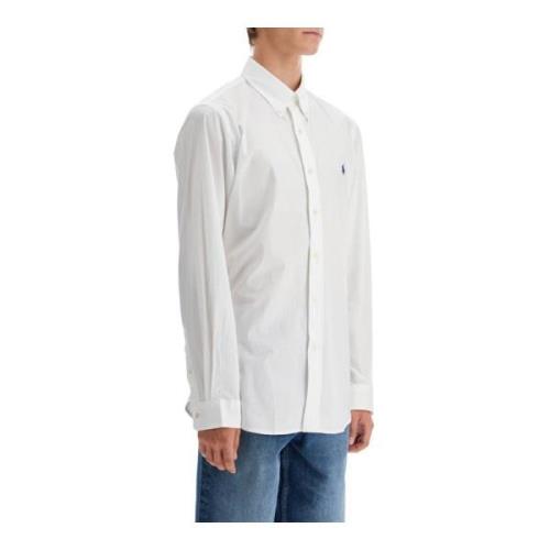 Stretch Poplin Skjorte med Button-Down Krave