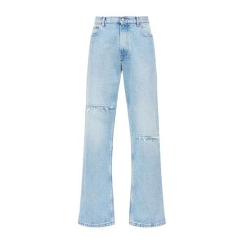 Klar Blå Distressed Denim Jeans