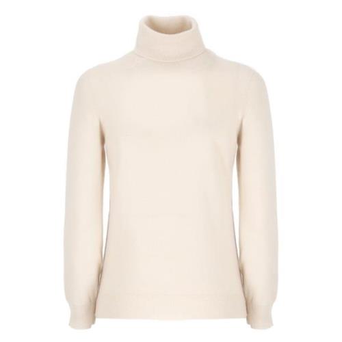 Beige Cashmere Højhalset Sweater