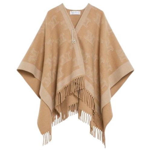 Monogram Poncho Uldjakke Med Frynser