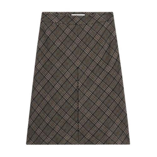 Multi-Check Plaid Wool Nederdel