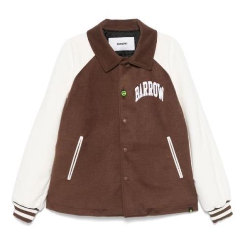 Beige Kontrastærme Varsity Frakke