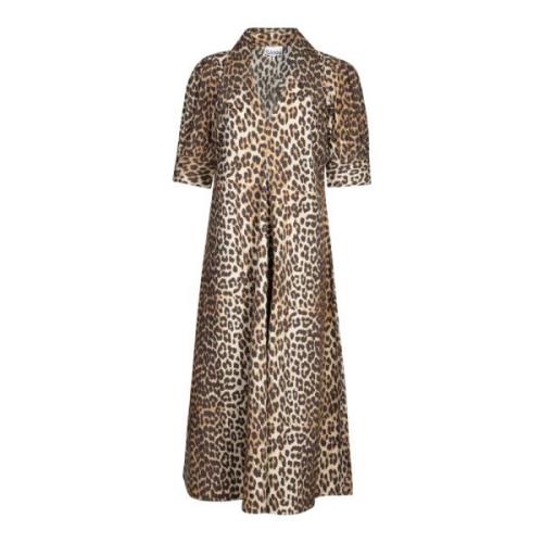 Leopard Print Midi Kjole