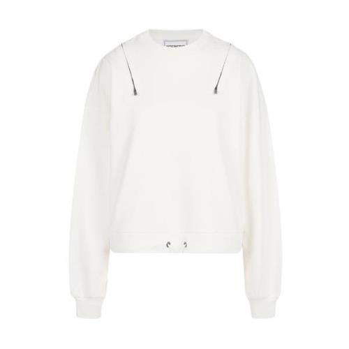 Sweatshirt med rund hals og dekorative lynlåse