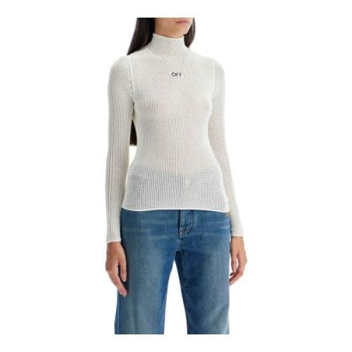 Mesh High-Neck Jacquard Logo Top