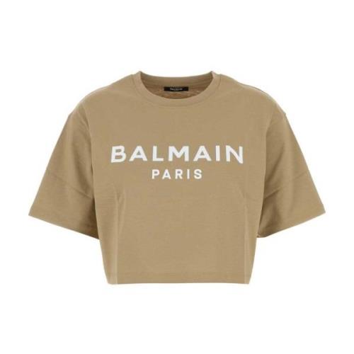 Stilfuld Beige Bomulds T-shirt