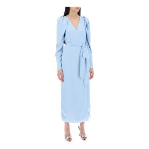 Satin Wrap Midi Kjole med Crossover