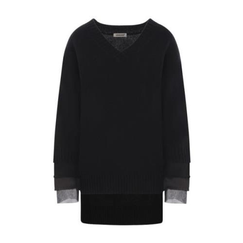 Sort Uld V-Hals Sweater