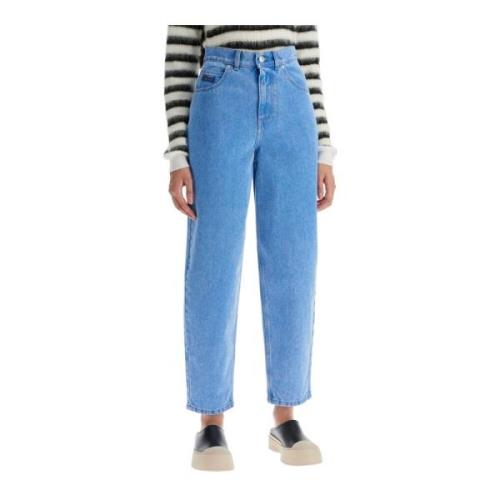 Coated denim højtaljede cropped jeans