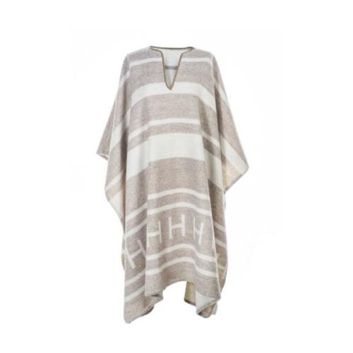 Stribet Uld Poncho