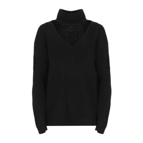 Sort Uld Højhalset Sweater