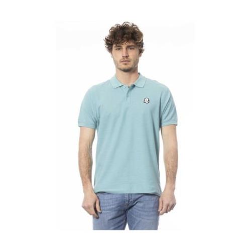 Blå Bomuld Polo Shirt Logo Bryst