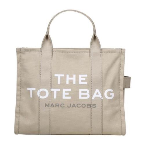 Beige Canvas Tote Taske med Logos