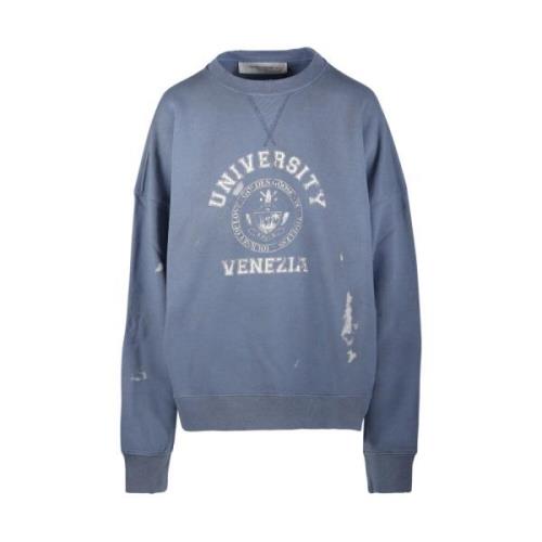 Vintage College Print Crew Neck Sweatshirt