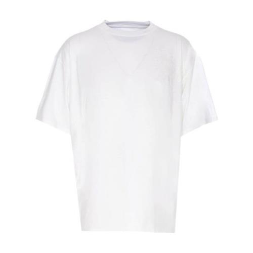 Hvid Bomuld Jersey Crew Neck T-shirt