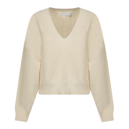 Hvid Sweater Moderne Kort V-Hals