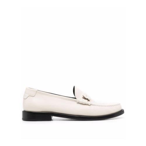 Hvide Læder Loafers Elegant Design