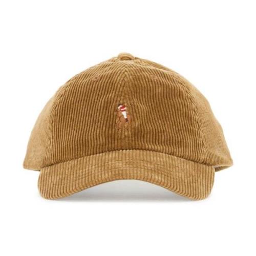 Velour Ribbet Baseball Cap med Pony