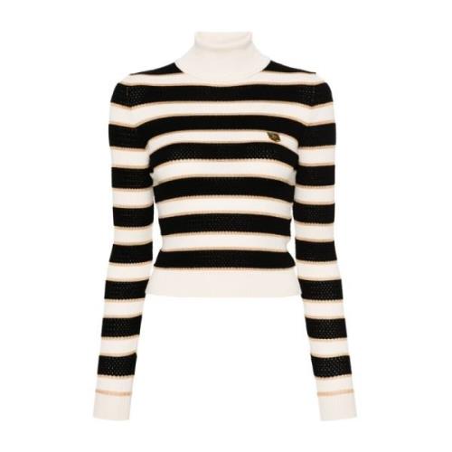 Stribet Metallic Sweater Sort