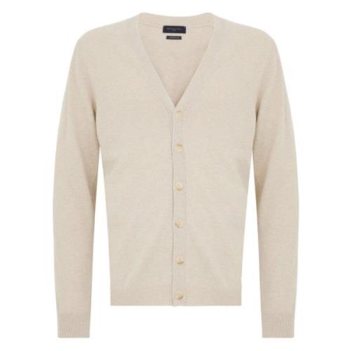 Knapkort cardigan i uld, Beige