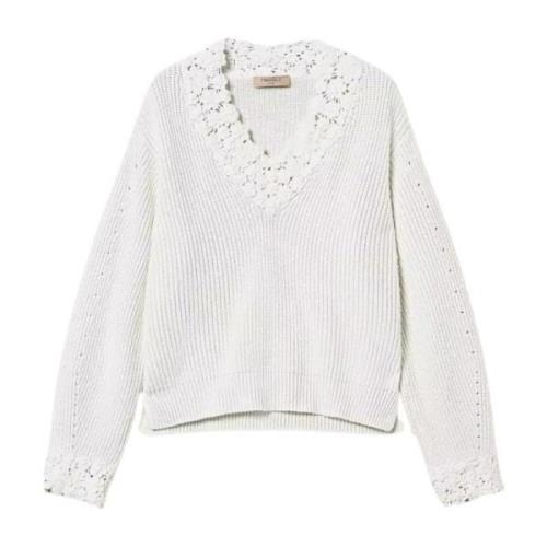 Creme Sweater Sæt Uld Blanding