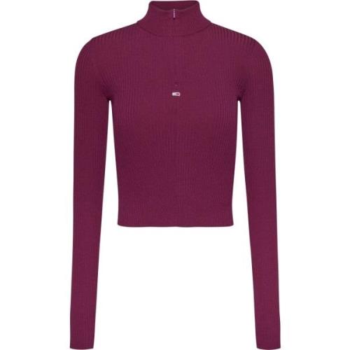 Bordeaux Højhalset Sweater med Lynlås