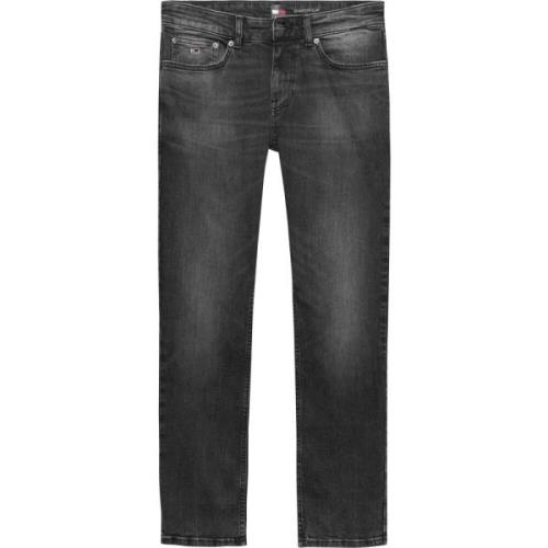 Sorte Slim Fit Jeans med Distressed Look