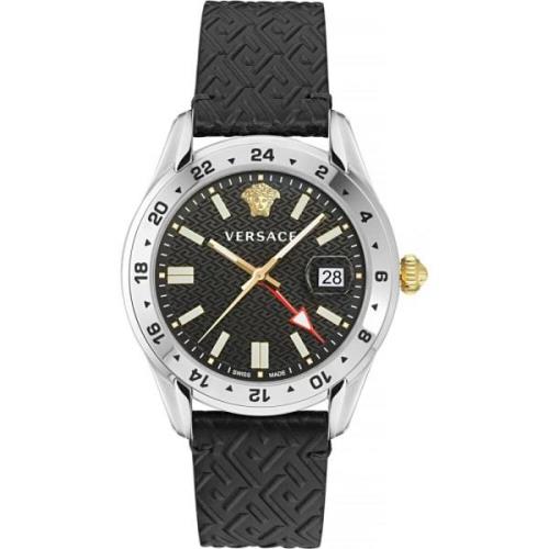 Kvartsur GRECA TIME GMT, VE7C00123, Rustfrit stål, Sort