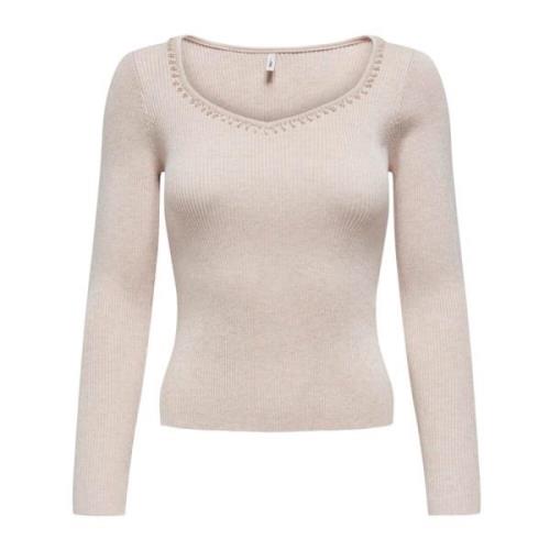 Beige Knitwear med Sweetheart Neckline